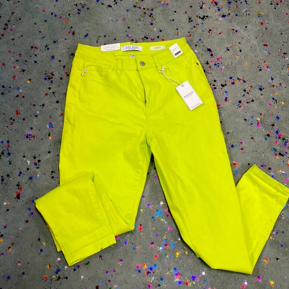 Judy Blue Denim - New with tags Judy Blue Slim Fit High Waist Jeans Lime Green